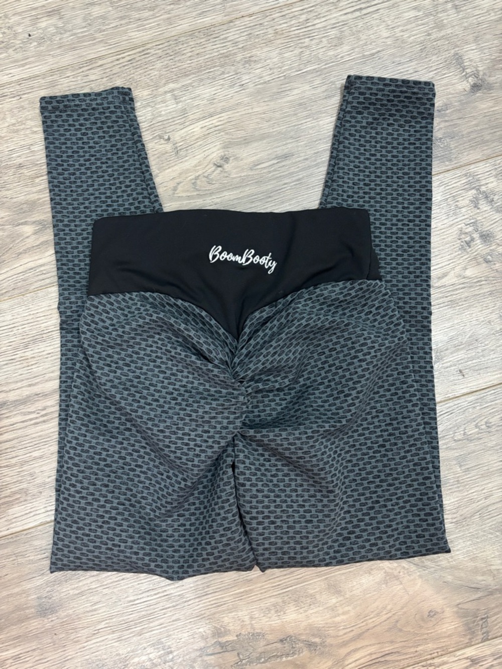High-Rise Textured Charcoal & Black Leggings